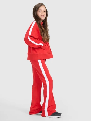 4F Spodnie dresowe z rozszerzanymi nogawkami dziewczęce - czerwone 134 (8-9 lat)