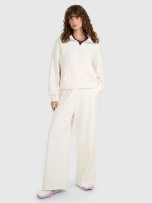 4F Spodnie dresowe z szerokimi nogawkami damskie - beżowe L