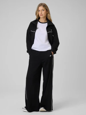 4F Spodnie dresowe z szerokimi nogawkami damskie - czarne XL