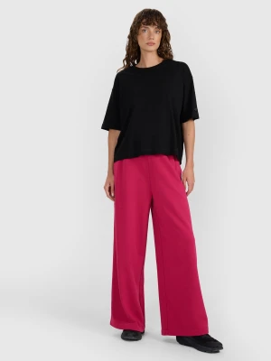 4F Spodnie dresowe z szerokimi nogawkami damskie - różowe M