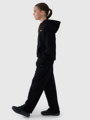 4F Spodnie dresowe z szerokimi nogawkami dziewczęce - czarne 122 (6-7 lat)
