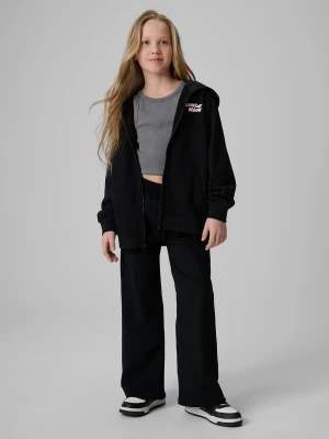 4F Spodnie dresowe z szerokimi nogawkami dziewczęce - czarne 146 (10-11 lat)