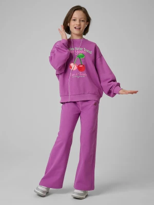 4F Spodnie dresowe z szerokimi nogawkami dziewczęce - fioletowe 134 (8-9 lat)