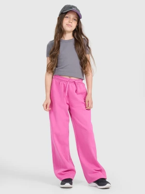4F Spodnie dresowe z szerokimi nogawkami dziewczęce - różowe 158 (12-13 lat)
