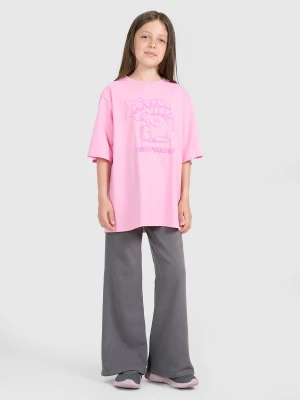 4F Spodnie dresowe z szerokimi nogawkami dziewczęce - szare 140 (9-10 lat)