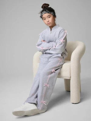 4F Spodnie dresowe z szerokimi nogawkami dziewczęce - szare 158/164 (12-14 lat)