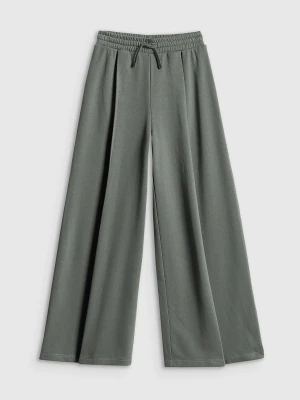 4F Spodnie dresowe z szerokimi nogawkami dziewczęce - szare 158/164 (12-14 lat)