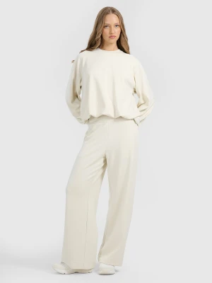 4F Spodnie dresowe z szerokimi nogawkami z modalem damskie - beżowe M