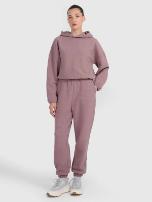 4F Spodnie dresowe z waflowej dzianiny damskie - brązowe XS