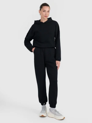 4F Spodnie dresowe z waflowej dzianiny damskie - czarne XXL