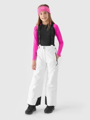 4F Spodnie narciarskie membrana 8000 dziewczęce - białe 140 (9-10 lat)