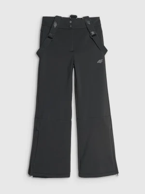 4F Spodnie narciarskie softshell z szelkami membrana 5000 dziewczęce - czarne 140 (9-10 lat)