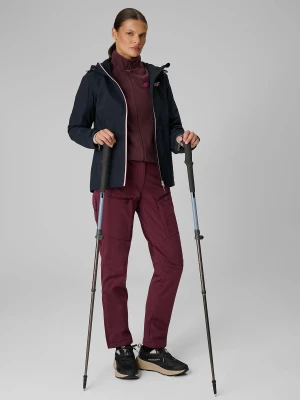 4F Spodnie trekkingowe softshell wiatroodporne membrana 8000 damskie - burgundowe XL Burgundowy