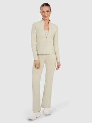 4F Spodnie treningowe szybkoschnące z prostymi nogawkami damskie - beżowe S