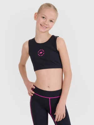 4F Stanik sportowy szybkoschnący dziewczęcy - czarny 158/164 (12-14 lat)