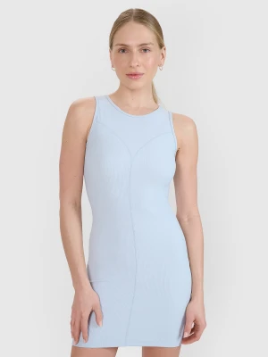 4F Sukienka mini z prążkowanej dzianiny damska - niebieska M