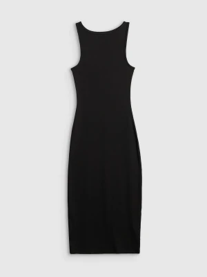 4F Sukienka z prążkowanej dzianiny damska - czarna S