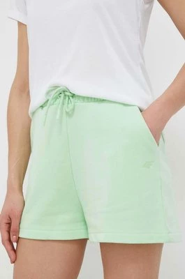 4F szorty damskie kolor zielony gładkie high waist
