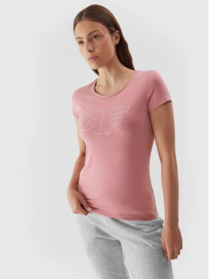4F T-Shirt 4FAW23TTSHF0907 Różowy Slim Fit