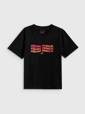 Zdjęcie produktu 4F T-shirt boxy z nadrukiem damski - czarny XS