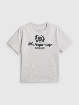 4F T-shirt boxy z nadrukiem damski - szary L