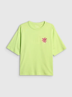 4F T-shirt boxy z nadrukiem damski - zielony S