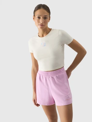Zdjęcie produktu 4F T-shirt crop top z nadrukiem damski - złamana biel XXL