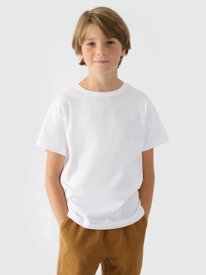 4F T-shirt gładki chłopięcy - biały 146 (10-11 lat)