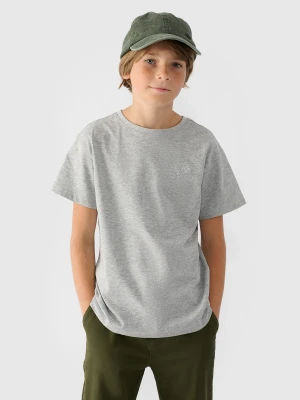4F T-shirt gładki chłopięcy - szary 134 (8-9 lat)