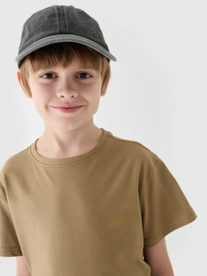 4F T-shirt gładki dziewczęcy - beżowy 140 (9-10 lat)