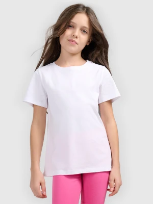 4F T-shirt gładki dziewczęcy - biały 122 (6-7 lat)