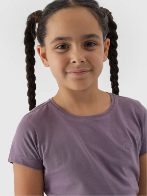 4F T-shirt gładki dziewczęcy - fioletowy 146 (10-11 lat)