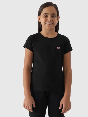 4F T-shirt gładki dziewczęcy - głęboka czerń 158 (12-13 lat)