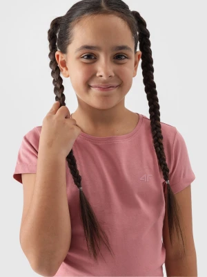 4F T-shirt gładki dziewczęcy - jasny róż 158 (12-13 lat)