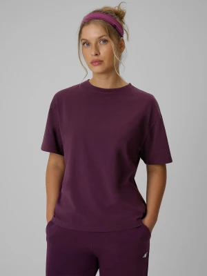 4F T-shirt loose gładki damski - fioletowy XS