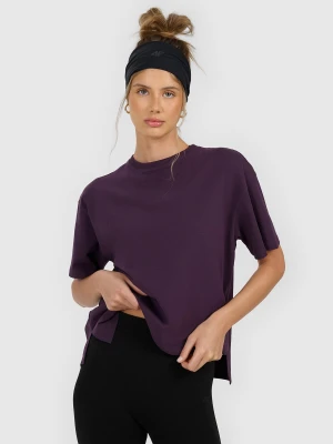4F T-shirt loose gładki damski - fioletowy XL