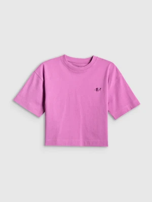 4F T-shirt loose gładki dziewczęcy - różowy 146/152 (10-12 lat)