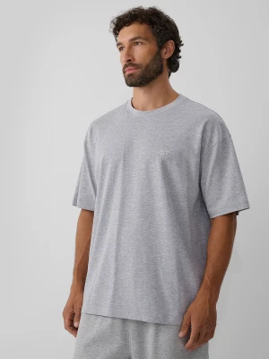 4F T-shirt loose gładki męski - szary XL