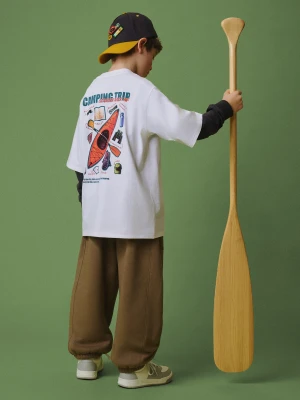 Zdjęcie produktu 4F T-shirt loose z nadrukiem chłopięcy - biały 146/152 (10-12 lat)