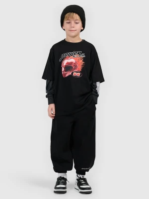 4F T-shirt loose z nadrukiem chłopięcy - czarny 122/128 (6-8 lat)