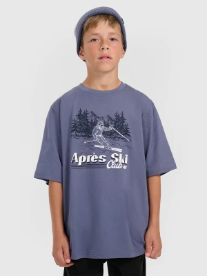 4F T-shirt loose z nadrukiem chłopięcy - granatowy 158/164 (12-14 lat)