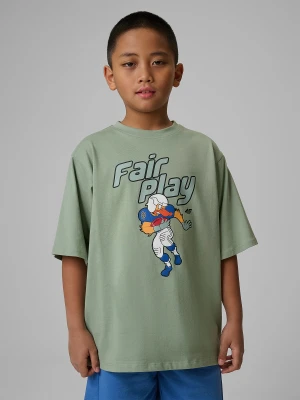 4F T-shirt loose z nadrukiem chłopięcy - miętowy 158 (12-13 lat)
