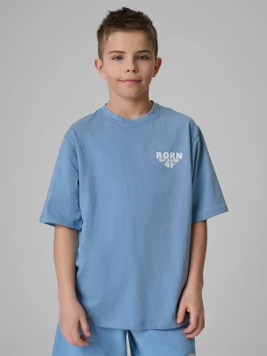 4F T-shirt loose z nadrukiem chłopięcy - niebieski 146/152 (10-12 lat)