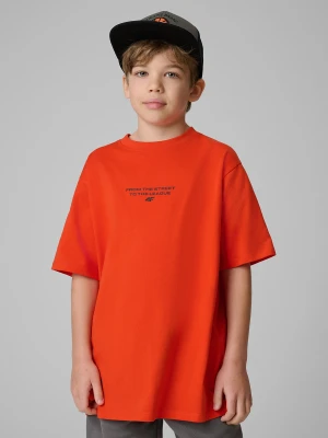 4F T-shirt loose z nadrukiem chłopięcy - pomarańczowy 146/152 (10-12 lat)