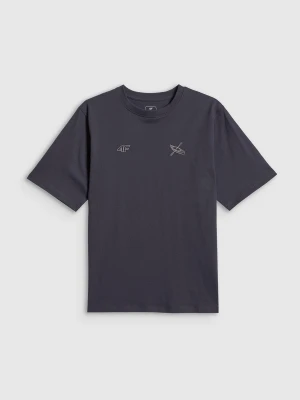 4F T-shirt loose z nadrukiem chłopięcy - szary 158/164 (12-14 lat)