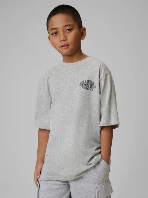 4F T-shirt loose z nadrukiem chłopięcy - szary 128 (7-8 lat)