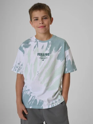 4F T-shirt loose z nadrukiem chłopięcy - zielony 122/128 (6-8 lat)