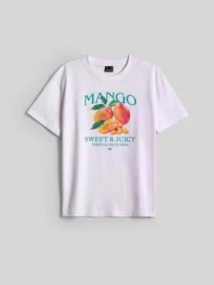 4F T-shirt loose z nadrukiem damski - biały S