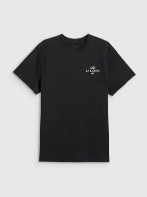 4F T-shirt loose z nadrukiem damski - czarny L