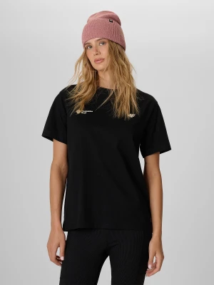 4F T-shirt loose z nadrukiem damski - czarny M